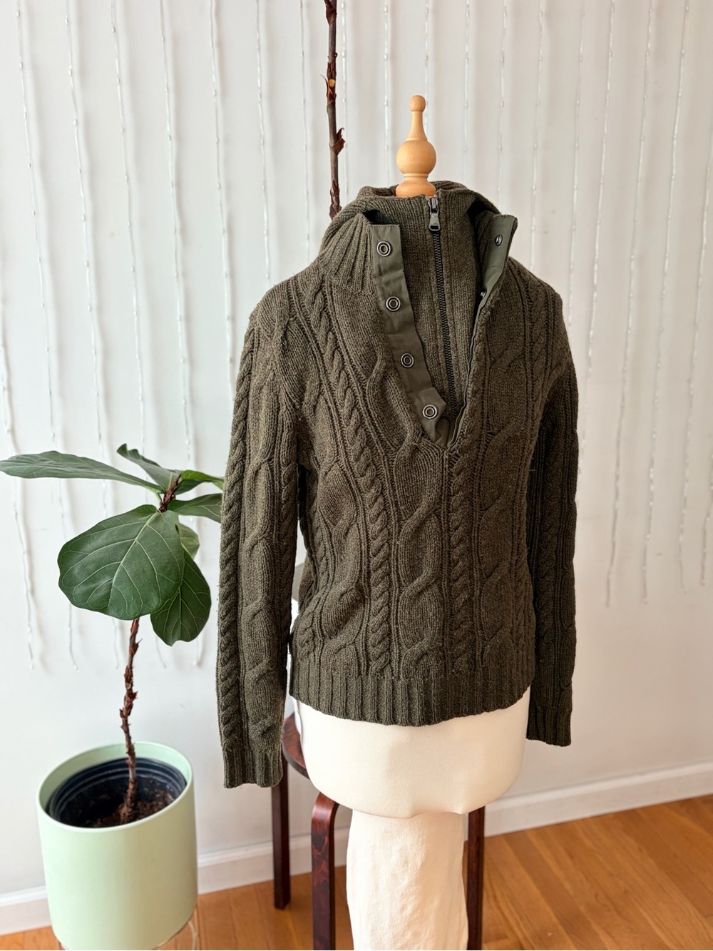 Vintage 90s Ralph Lauren Wool Hooded Sweater Green Polo - Picture 3 of 14